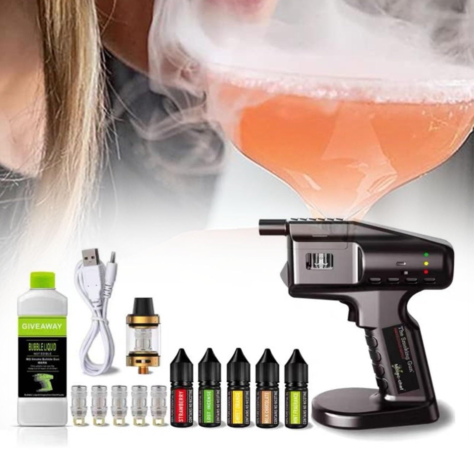 Amazon.co.jp: Handheld Smoked Bubble Gun, Smoke Infuser Molecular
